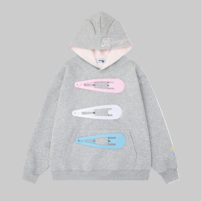 Colorful hair clip hoodie women