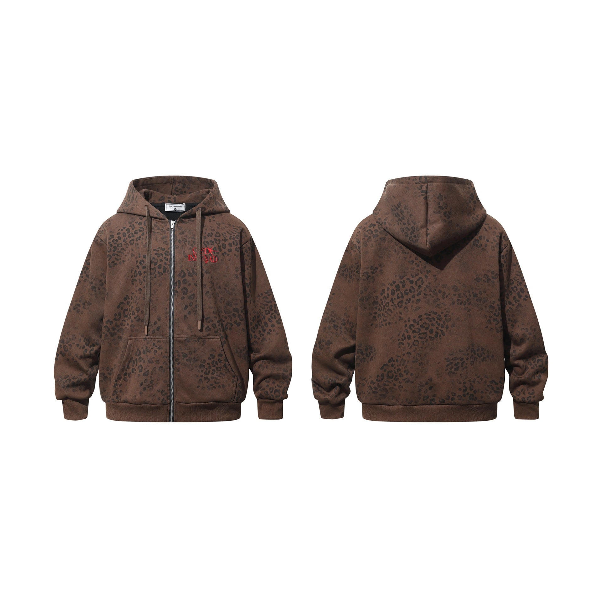leopard print zip up hoodie