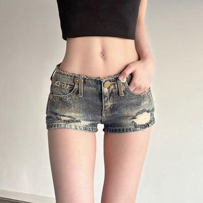 Ultra-Short Low-Waist Denim Shorts for Women