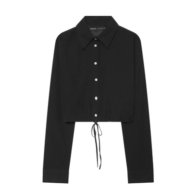 Adjustable polka dot embellished short chiffon shirt