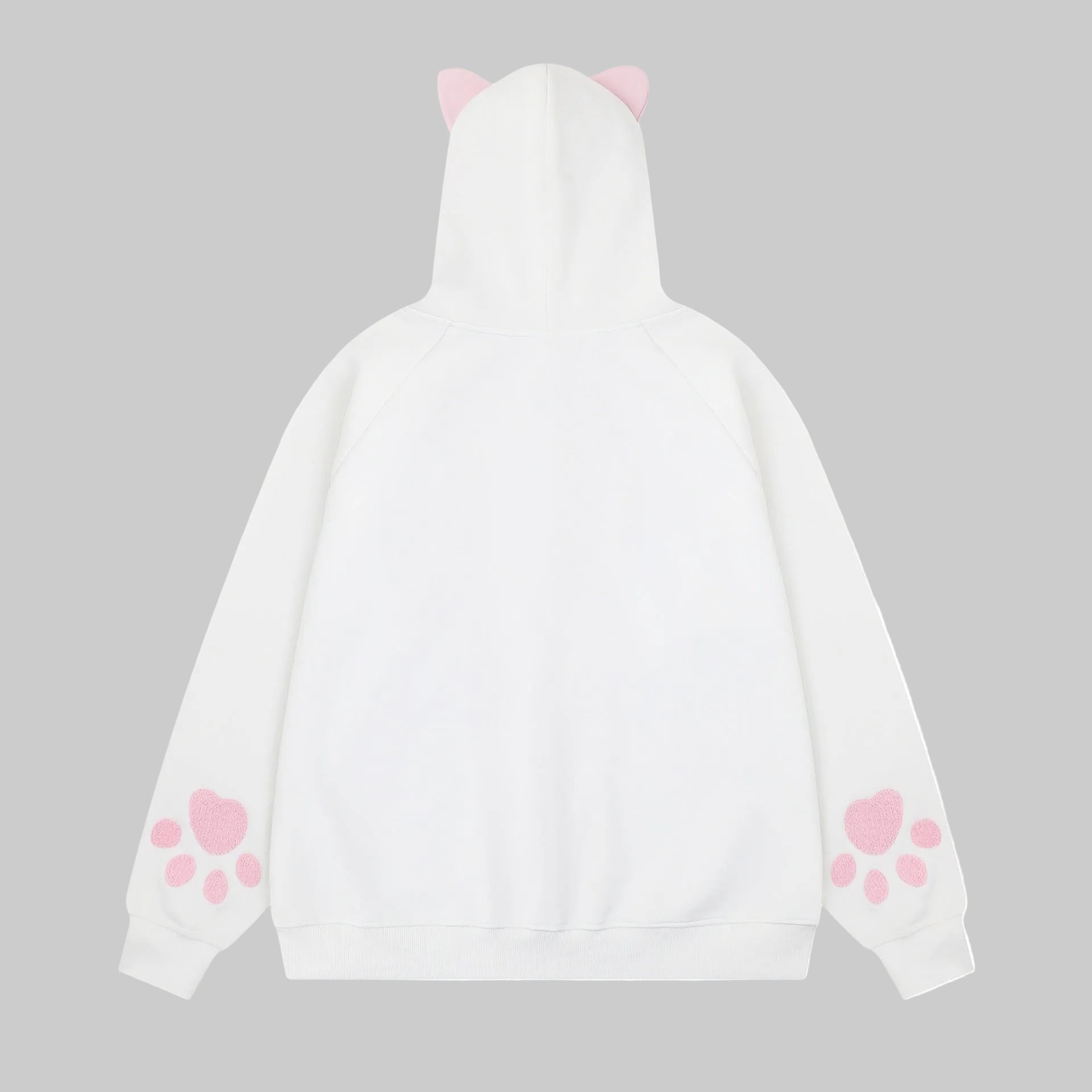 Color blocked cat face pocket hoodie