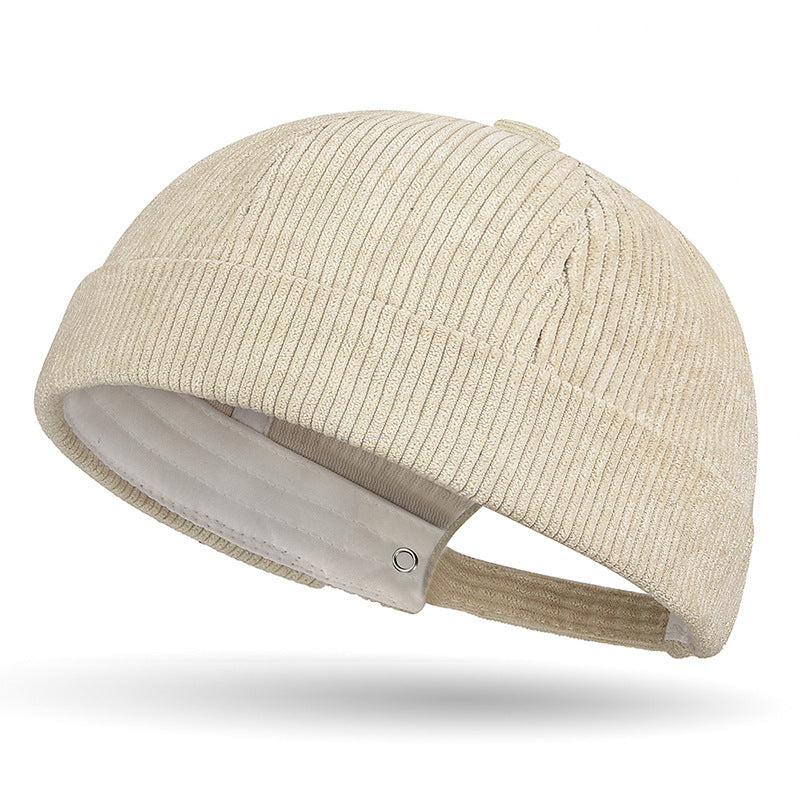 Solid color coarse corduroy melon skin hat