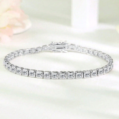 New 3mm Square Zircon Bracelet for Men and Women, Elegant Jewelry with Full Diamond Ice Sugar Design