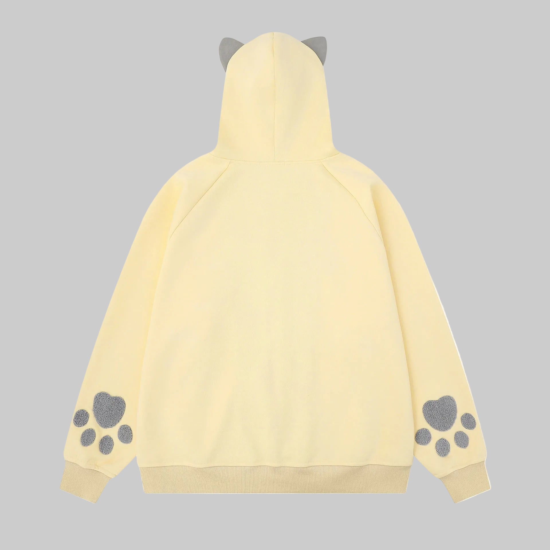 Color blocked cat face pocket hoodie