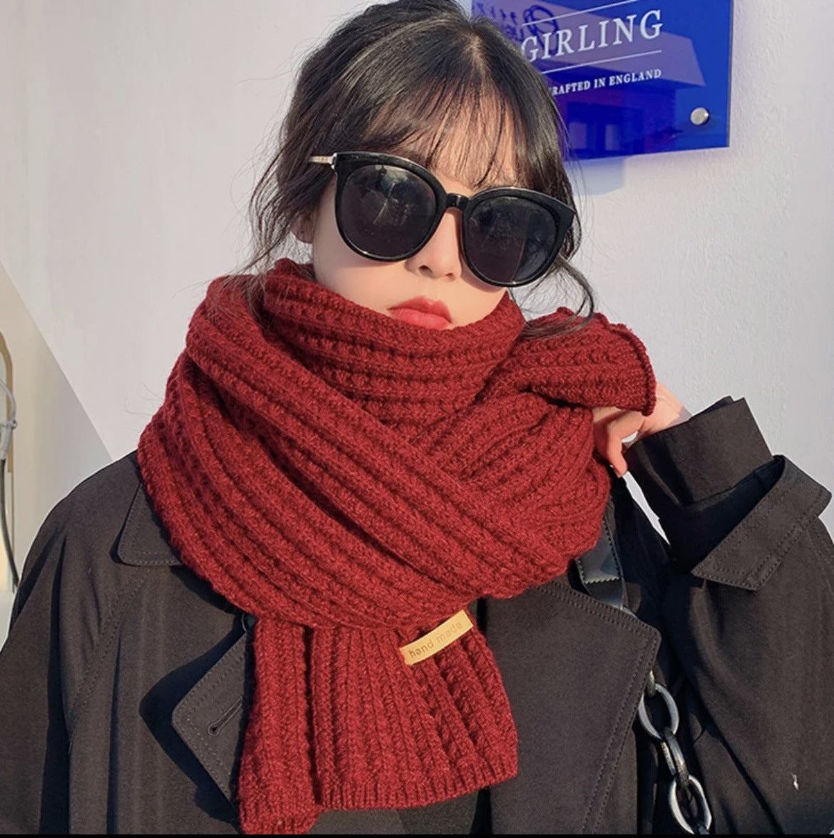 Autumn and winter neck scarf shawl, warm solid color