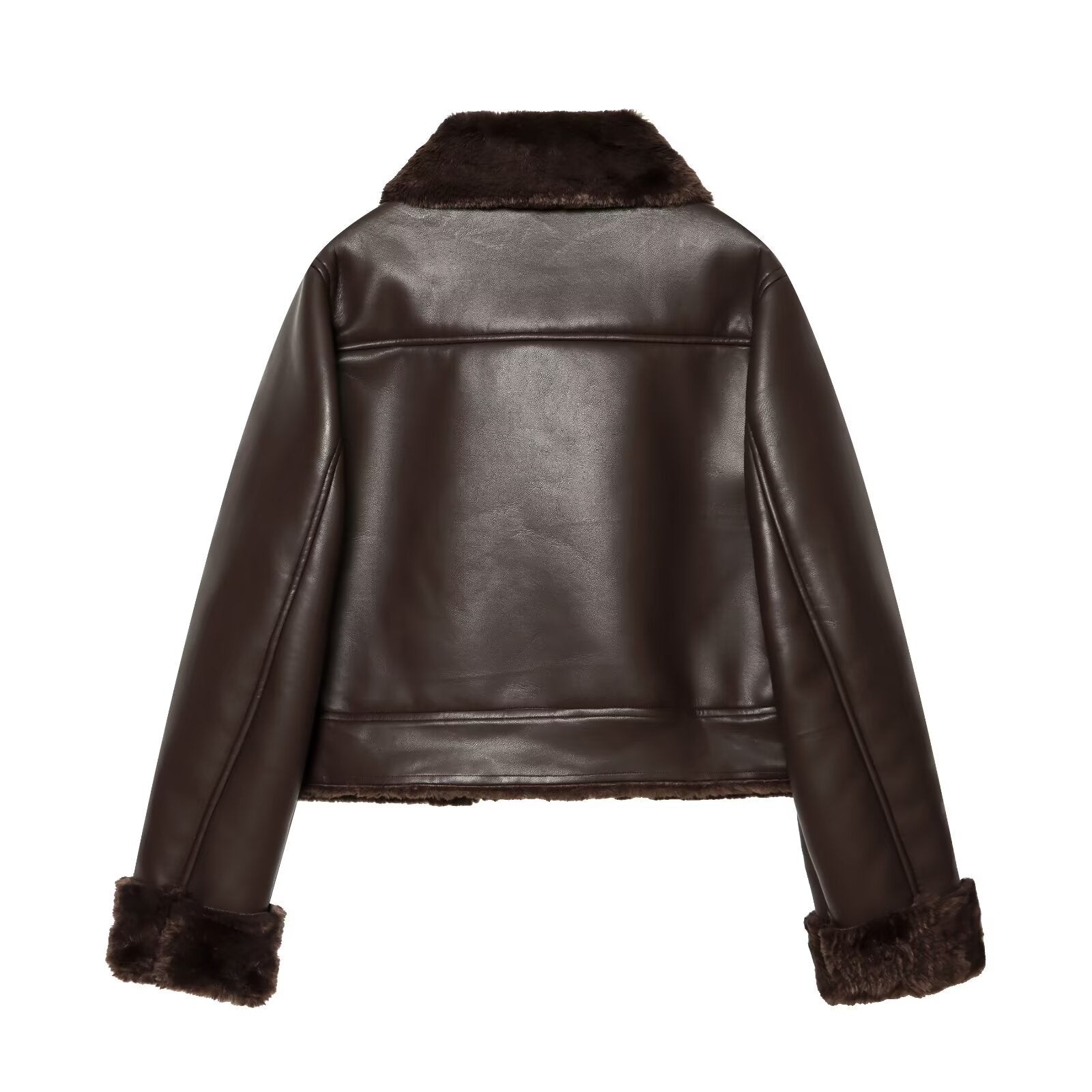 Casual fur collar faux fur jacket