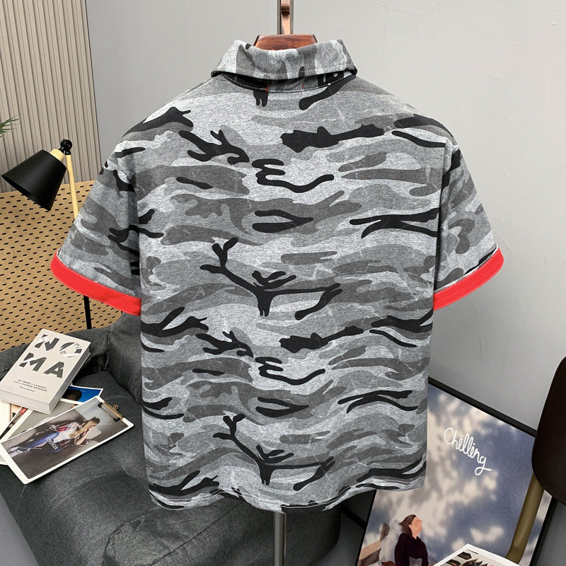 Camouflage Short Sleeve Polo Shirt for Men