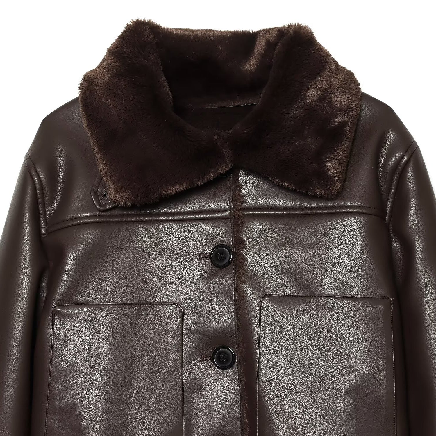 Casual fur collar faux fur jacket