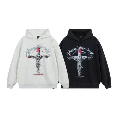 Cross shaped letter hoodie