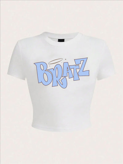 Fashionable summer short letter printed spicy girl casual and comfortable slim fit short sleeved T-shirt top