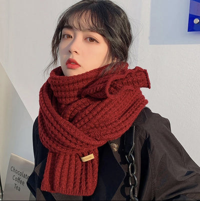 Autumn and winter neck scarf shawl, warm solid color
