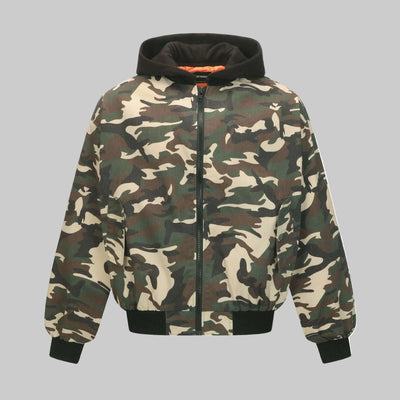 Street Camouflage Patchwork Loose Hooded