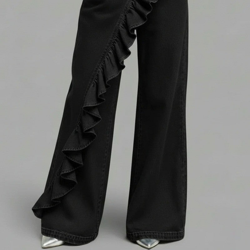 Vintage Irregular Mid-Waist Genuine Denim Pants