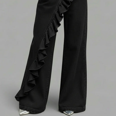 Vintage Irregular Mid-Waist Genuine Denim Pants
