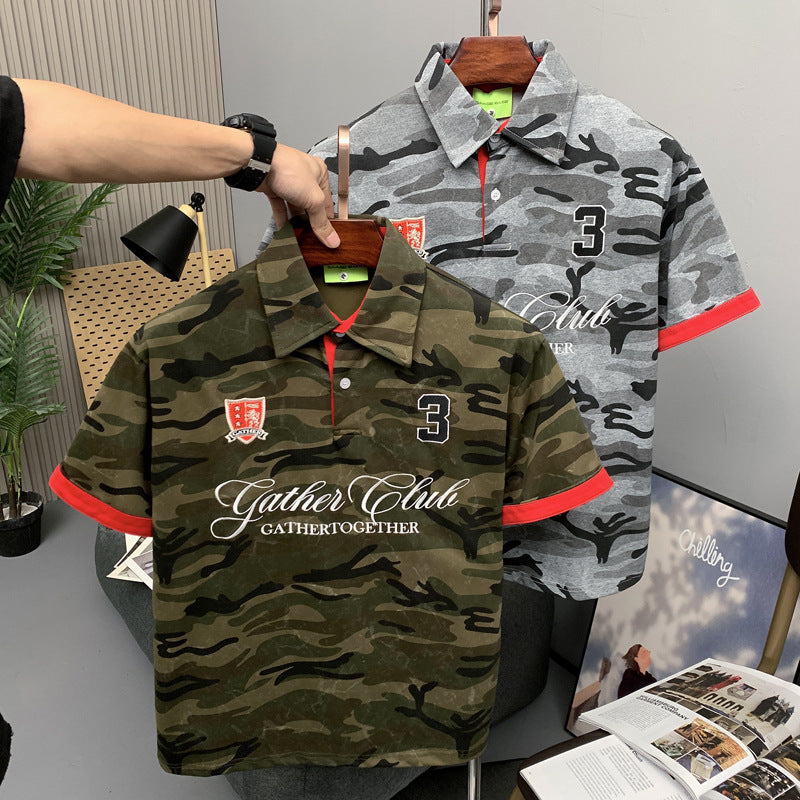 Camouflage Short Sleeve Polo Shirt for Men