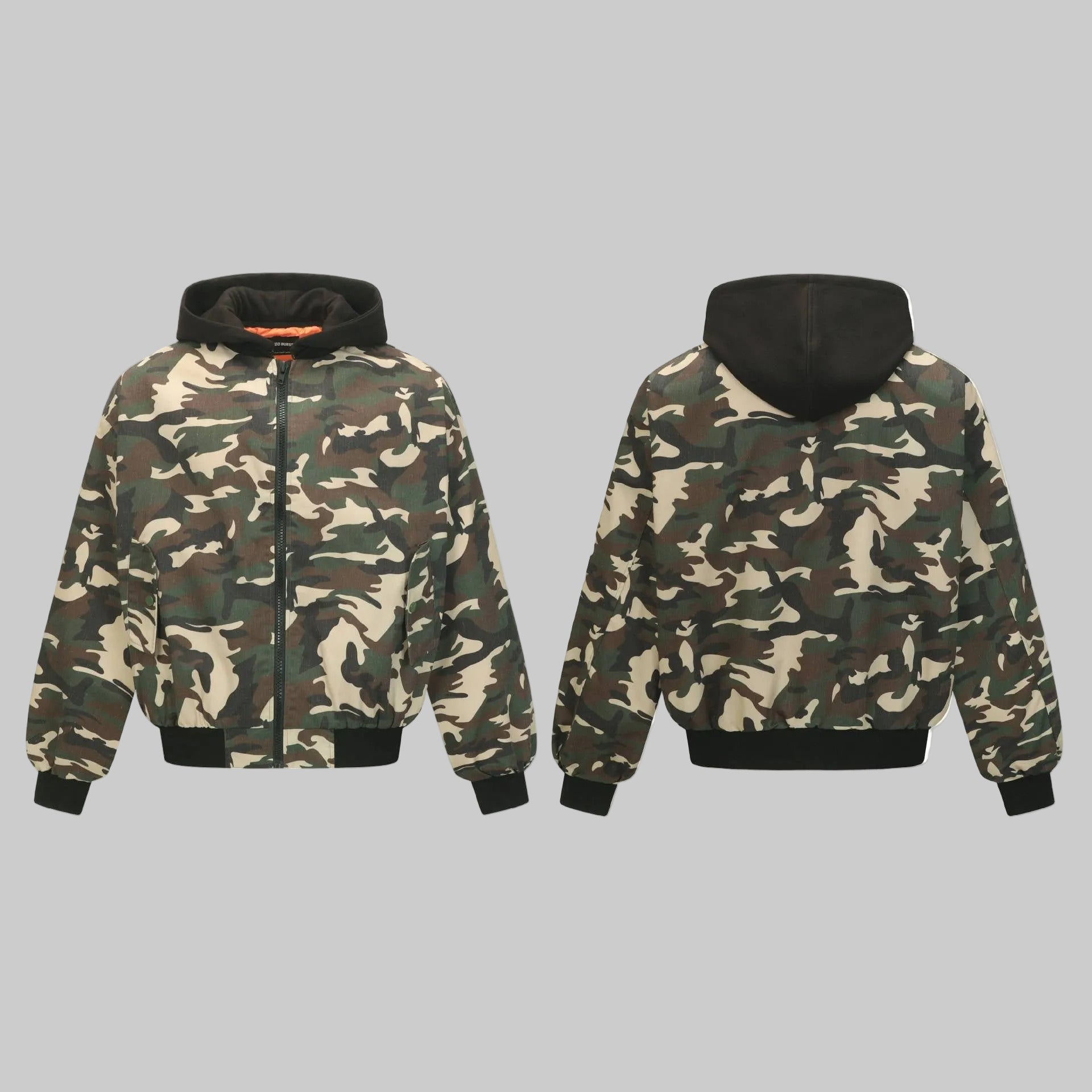 Street Camouflage Patchwork Loose Hooded