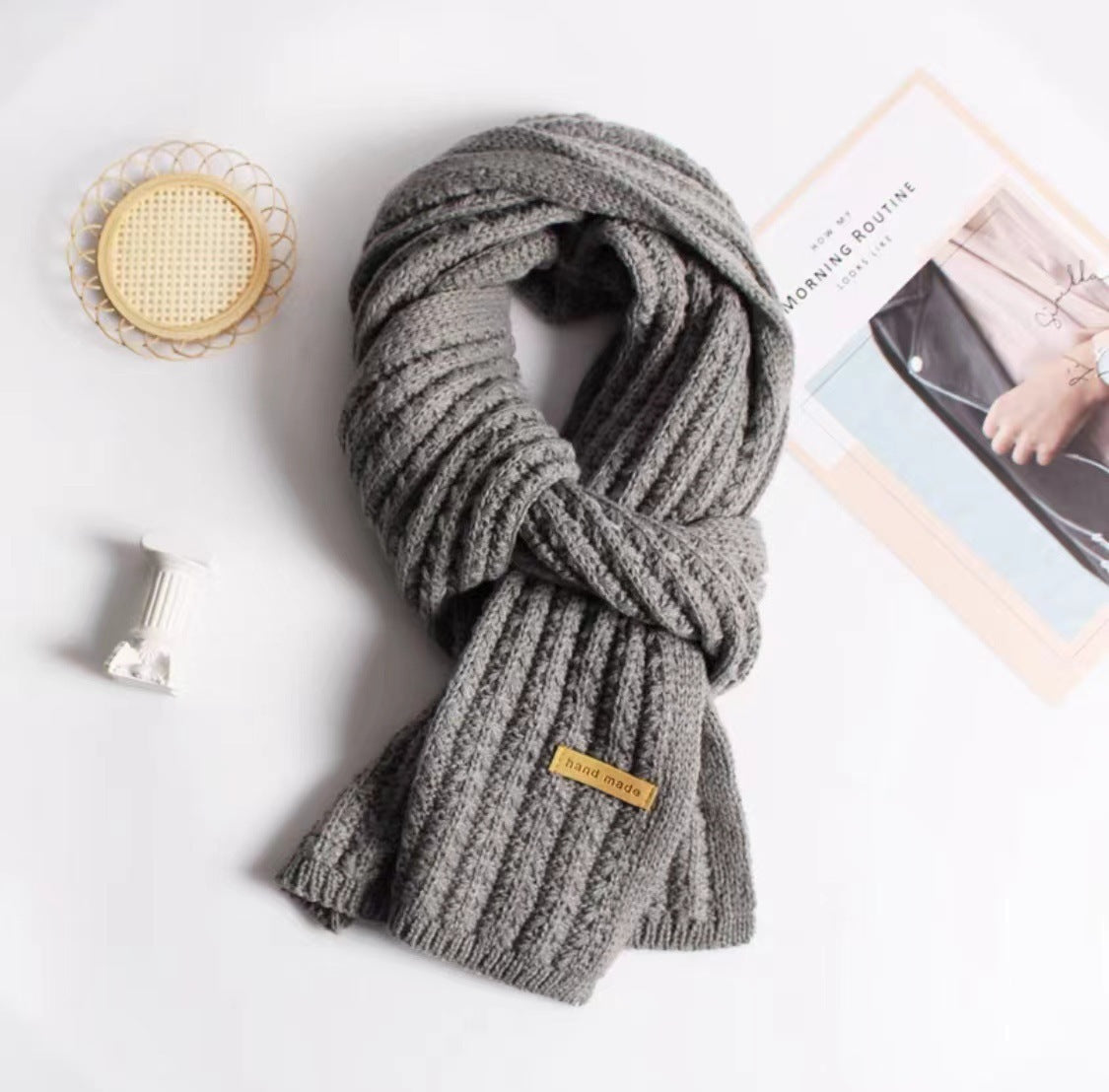 Autumn and winter neck scarf shawl, warm solid color