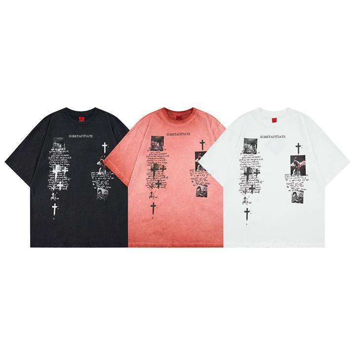 Washed and worn short sleeved T-shirt for men