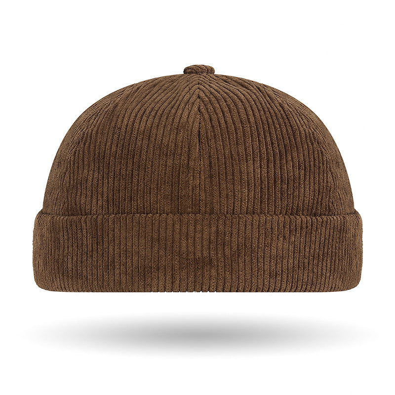 Solid color coarse corduroy melon skin hat