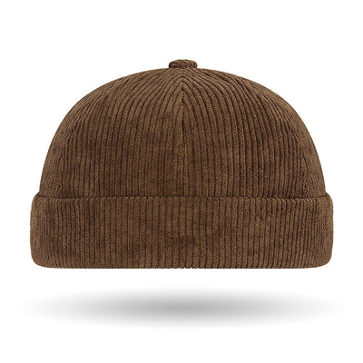 Solid color coarse corduroy melon skin hat