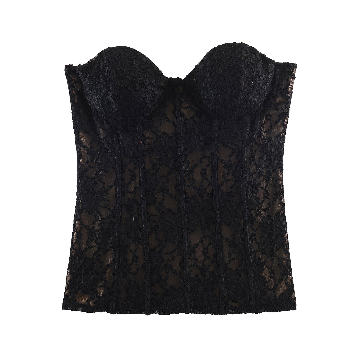 Chic Velvet Lace Bodysuit Crop Top for Women