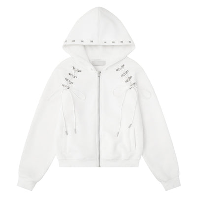 Double sided multi button tied bow casual jacket