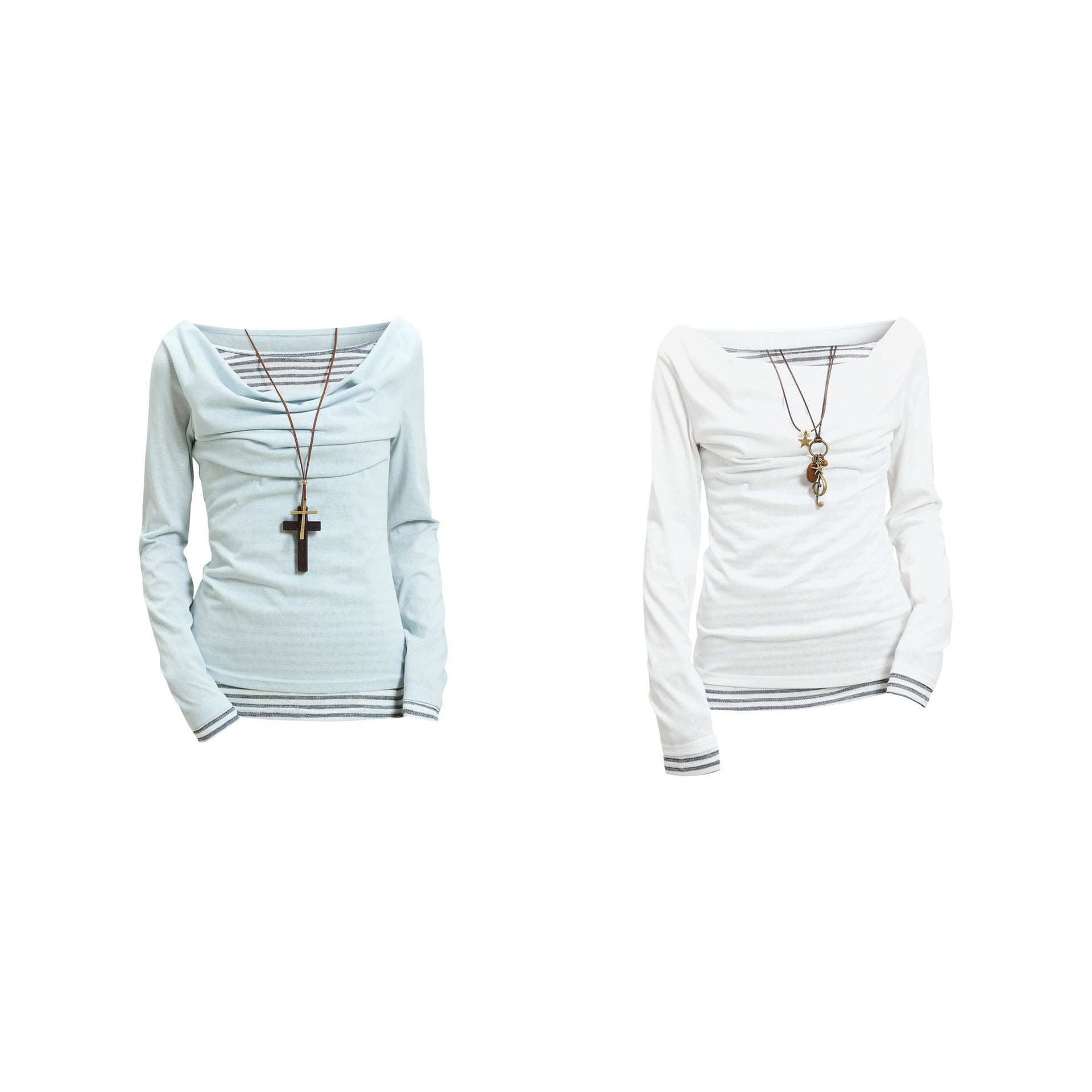 Splicing fake two long sleeved tops T-shirt for women