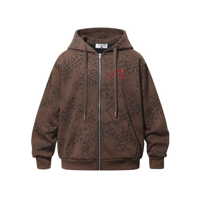 leopard print zip up hoodie