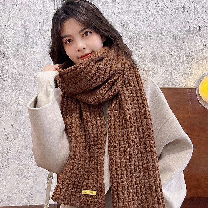 Autumn and winter neck scarf shawl, warm solid color