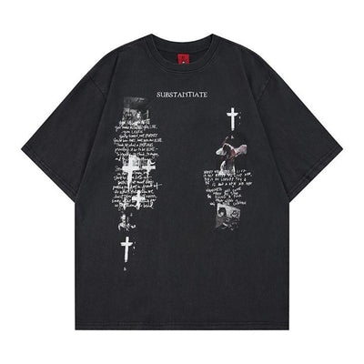 Washed and worn short sleeved T-shirt for men
