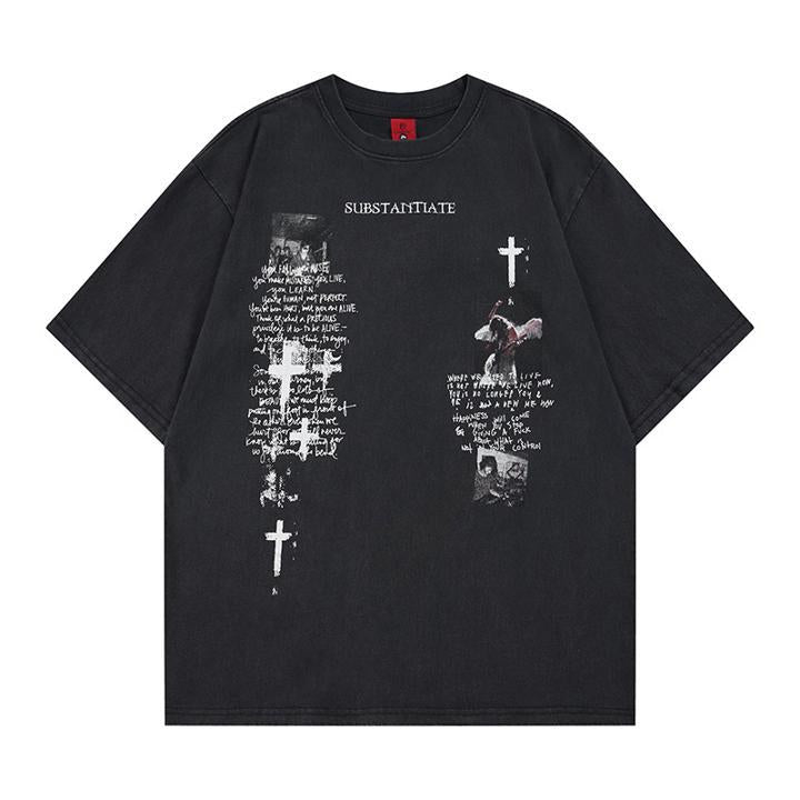 Washed and worn short sleeved T-shirt for men