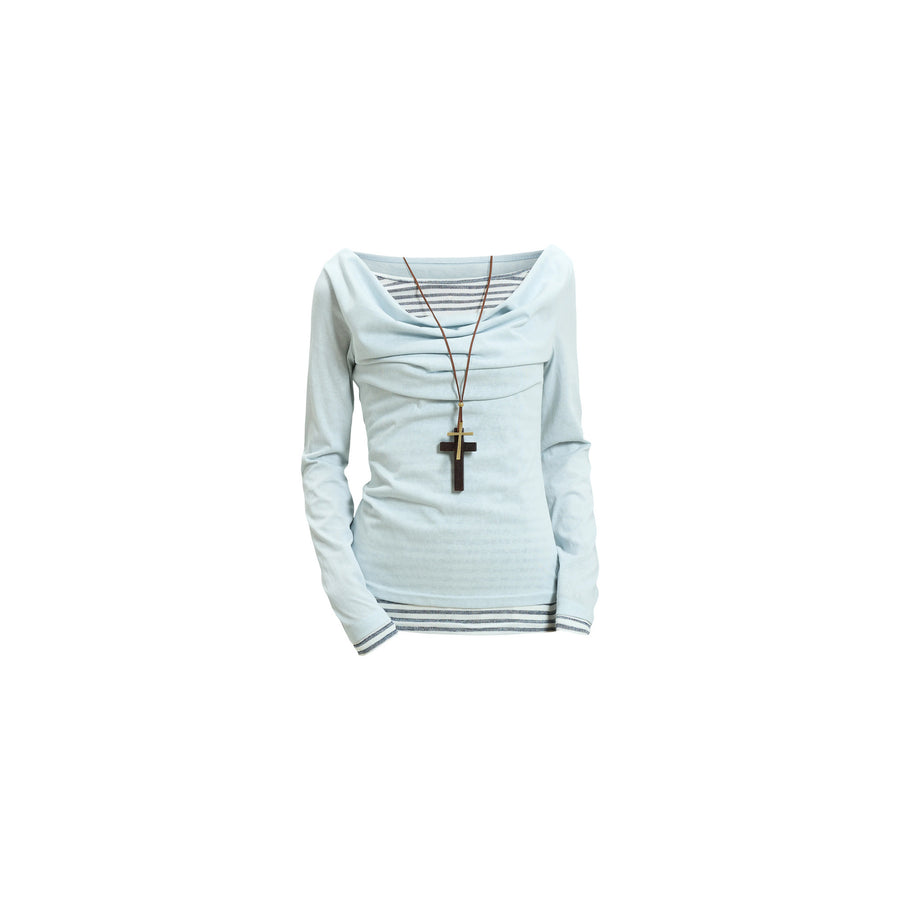 Splicing fake two long sleeved tops T-shirt for women