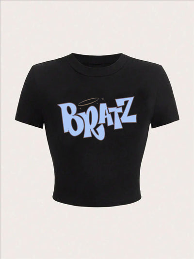Fashionable summer short letter printed spicy girl casual and comfortable slim fit short sleeved T-shirt top