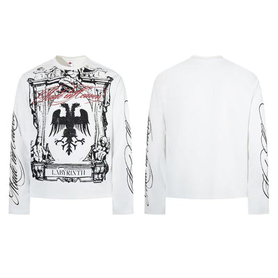 Graffiti printed long sleeved T-shirt for men