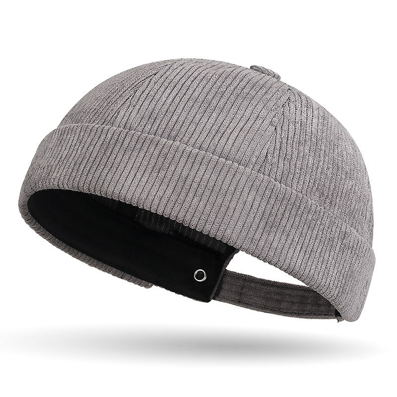 Solid color coarse corduroy melon skin hat