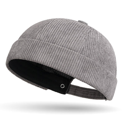 Solid color coarse corduroy melon skin hat