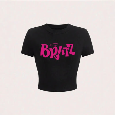 Fashionable summer short letter printed spicy girl casual and comfortable slim fit short sleeved T-shirt top