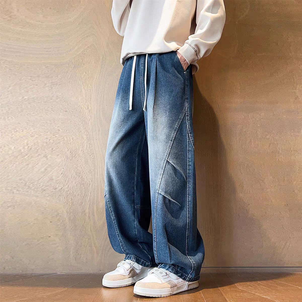 Jeans Men Loose Straight Leg Pants Casual Wide Leg Trouser