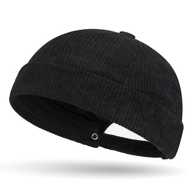 Solid color coarse corduroy melon skin hat