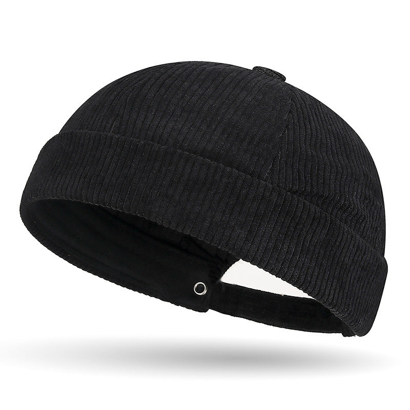 Solid color coarse corduroy melon skin hat