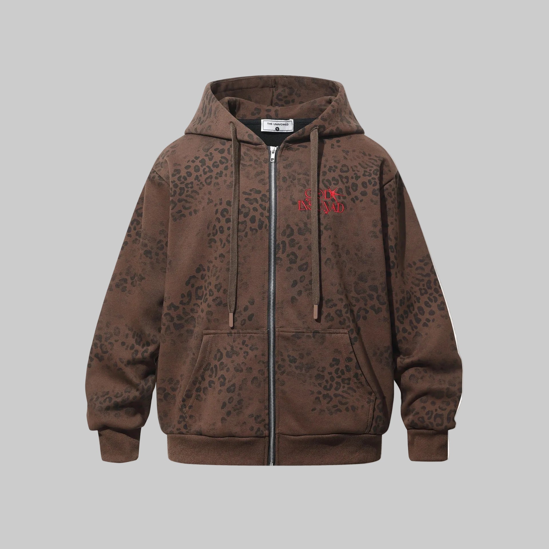 leopard print zip up hoodie