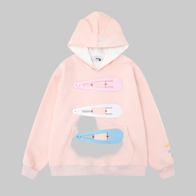 Colorful hair clip hoodie women