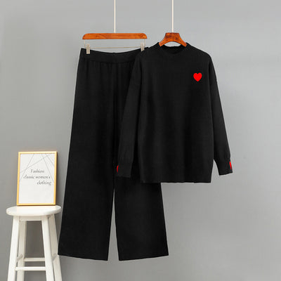 Long sleeved wide leg pants two-piece set for women
