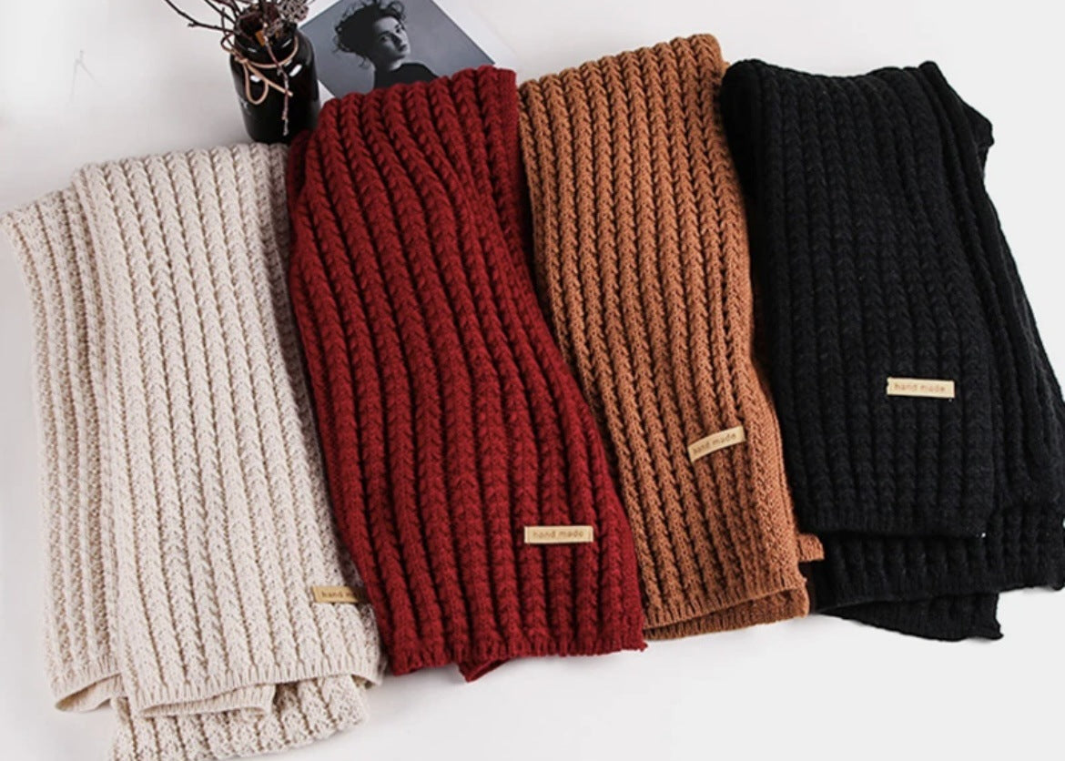 Autumn and winter neck scarf shawl, warm solid color
