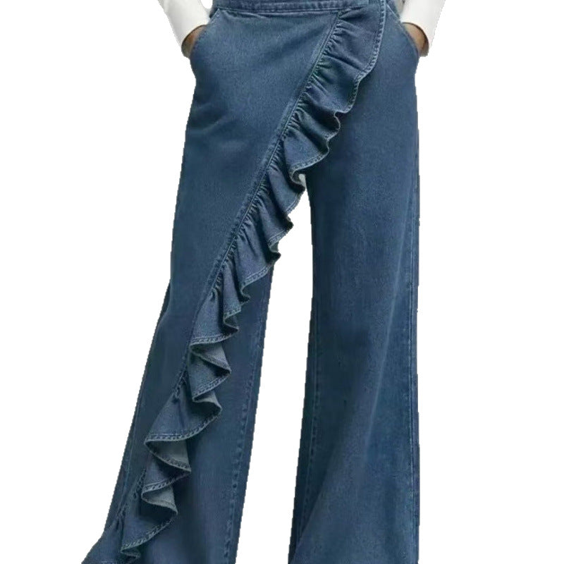 Vintage Irregular Mid-Waist Genuine Denim Pants