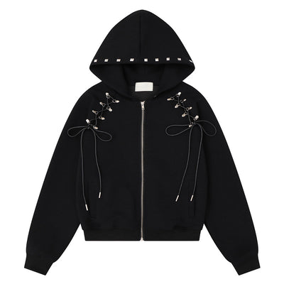 Double sided multi button tied bow casual jacket