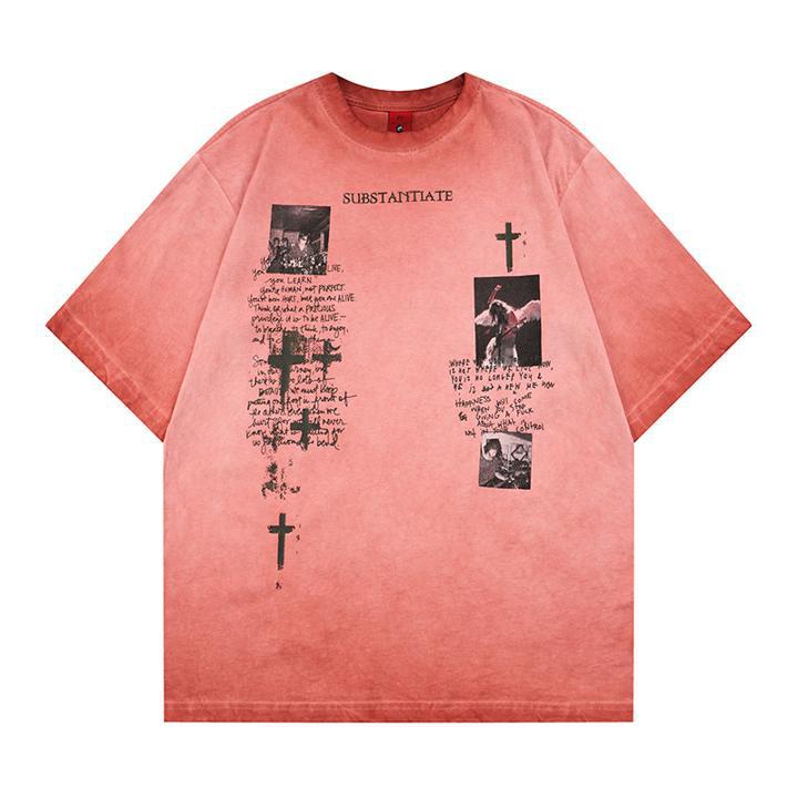 Washed and worn short sleeved T-shirt for men