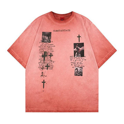 Washed and worn short sleeved T-shirt for men