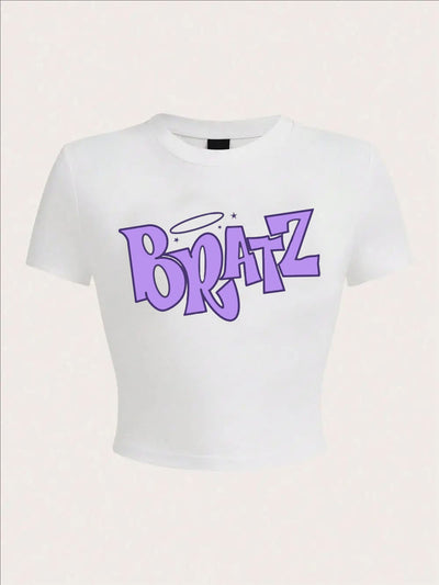Fashionable summer short letter printed spicy girl casual and comfortable slim fit short sleeved T-shirt top