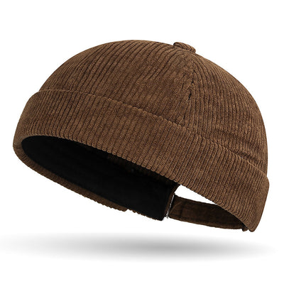 Solid color coarse corduroy melon skin hat